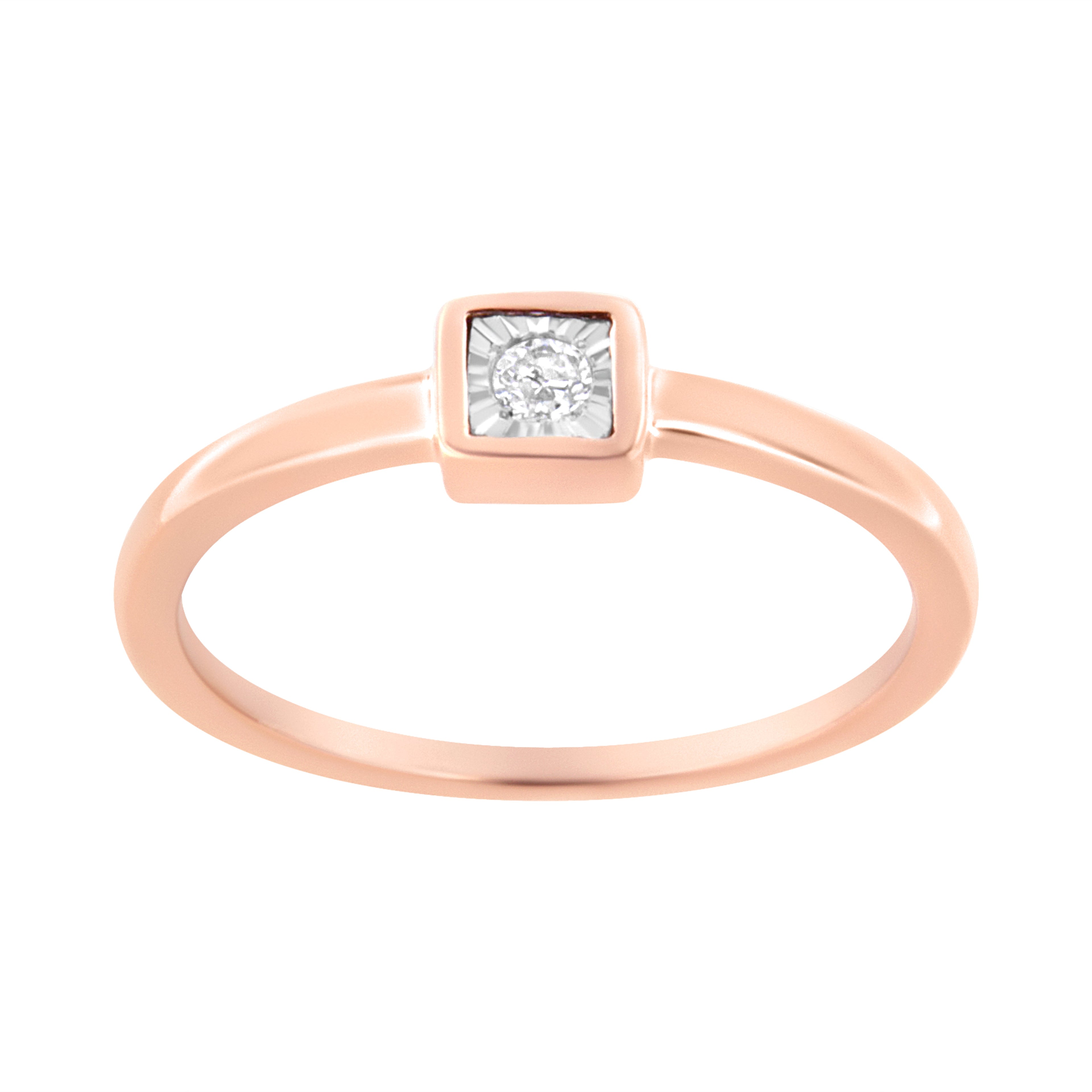 14K Rose Gold Plated .925 Sterling Silver 1/20 cttw Miracle Set Diamond Promise Ring (J-K Color, I1-I2 Clarity) - Size 6 by Bids.com