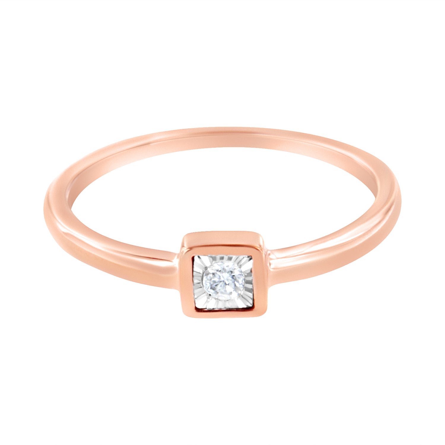 14K Rose Gold Plated .925 Sterling Silver 1/20 cttw Miracle Set Diamond Promise Ring (J-K Color, I1-I2 Clarity) - Size 6 by Bids.com