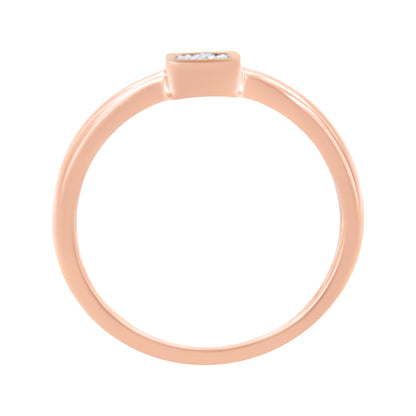 14K Rose Gold Plated .925 Sterling Silver 1/20 cttw Miracle Set Diamond Promise Ring (J-K Color, I1-I2 Clarity) - Size 6 by Bids.com