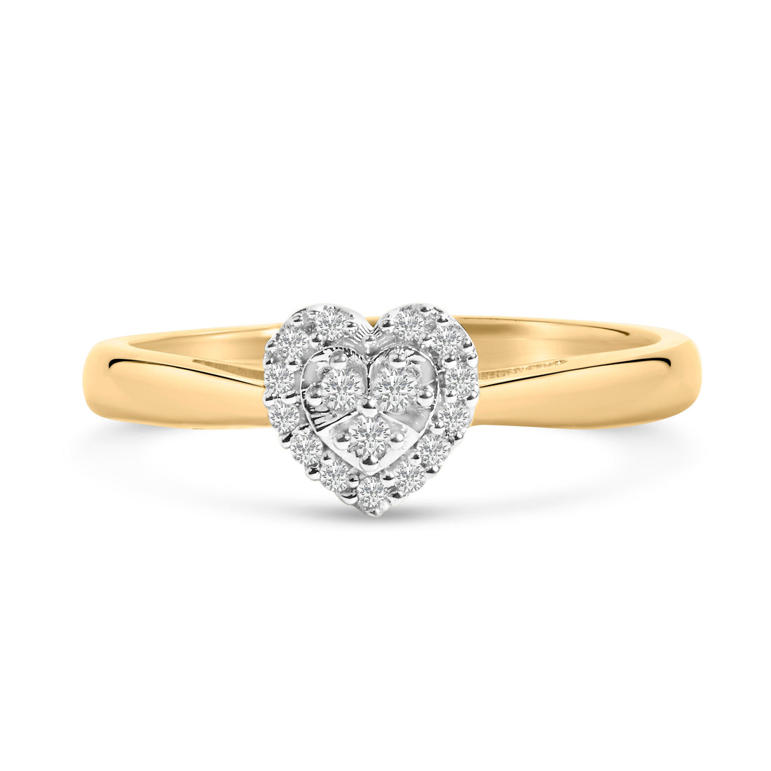 10K Yellow Gold 1/10 Cttw Diamond Heart and Halo Promise Ring by Bids.com