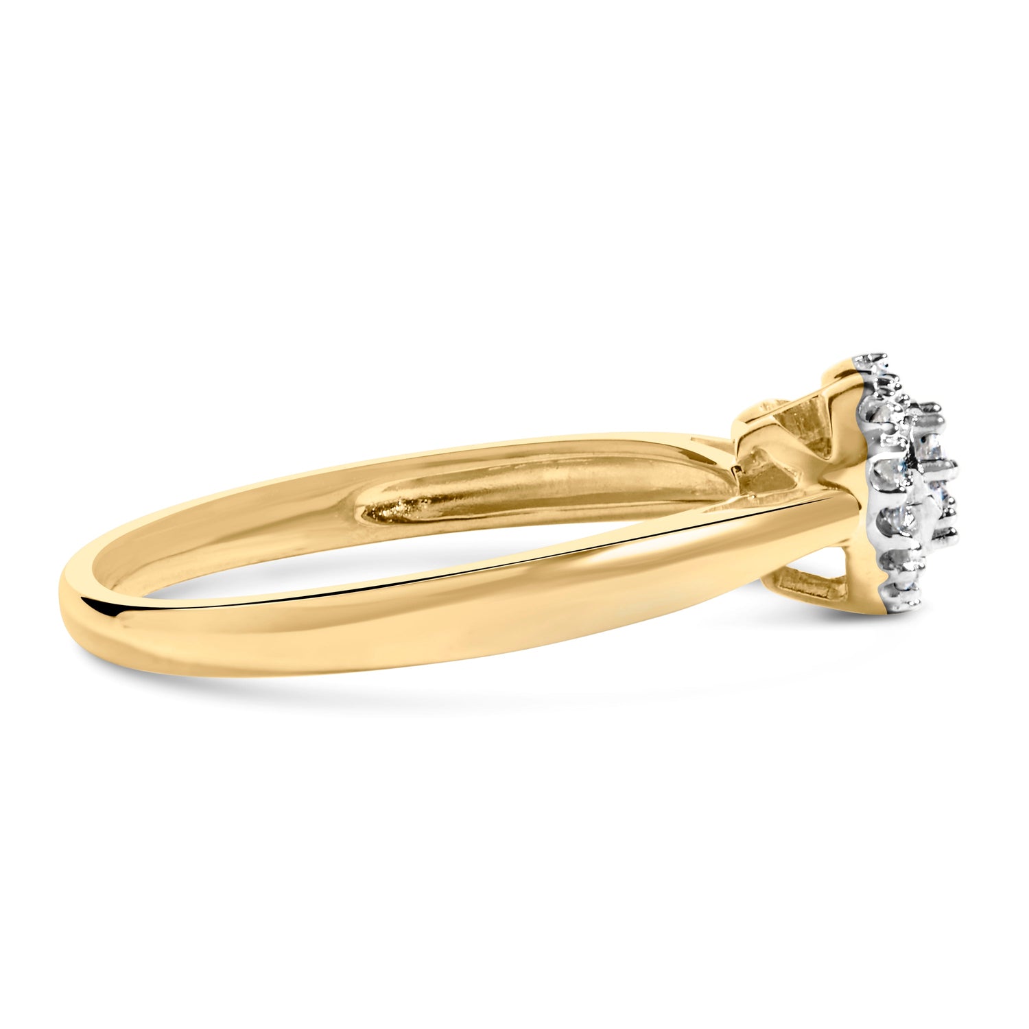 10K Yellow Gold 1/10 Cttw Diamond Heart and Halo Promise Ring by Bids.com