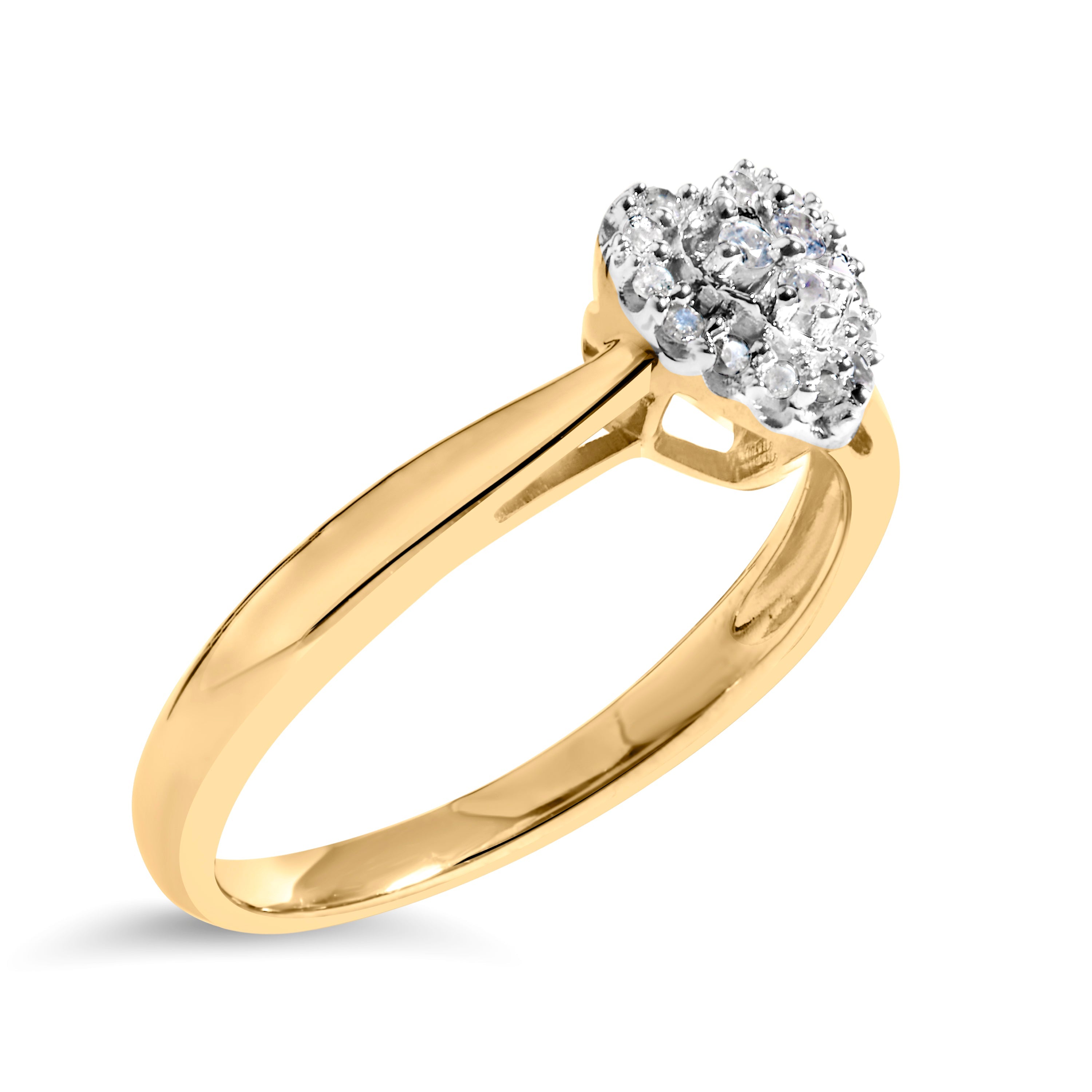 10K Yellow Gold 1/10 Cttw Diamond Heart and Halo Promise Ring by Bids.com