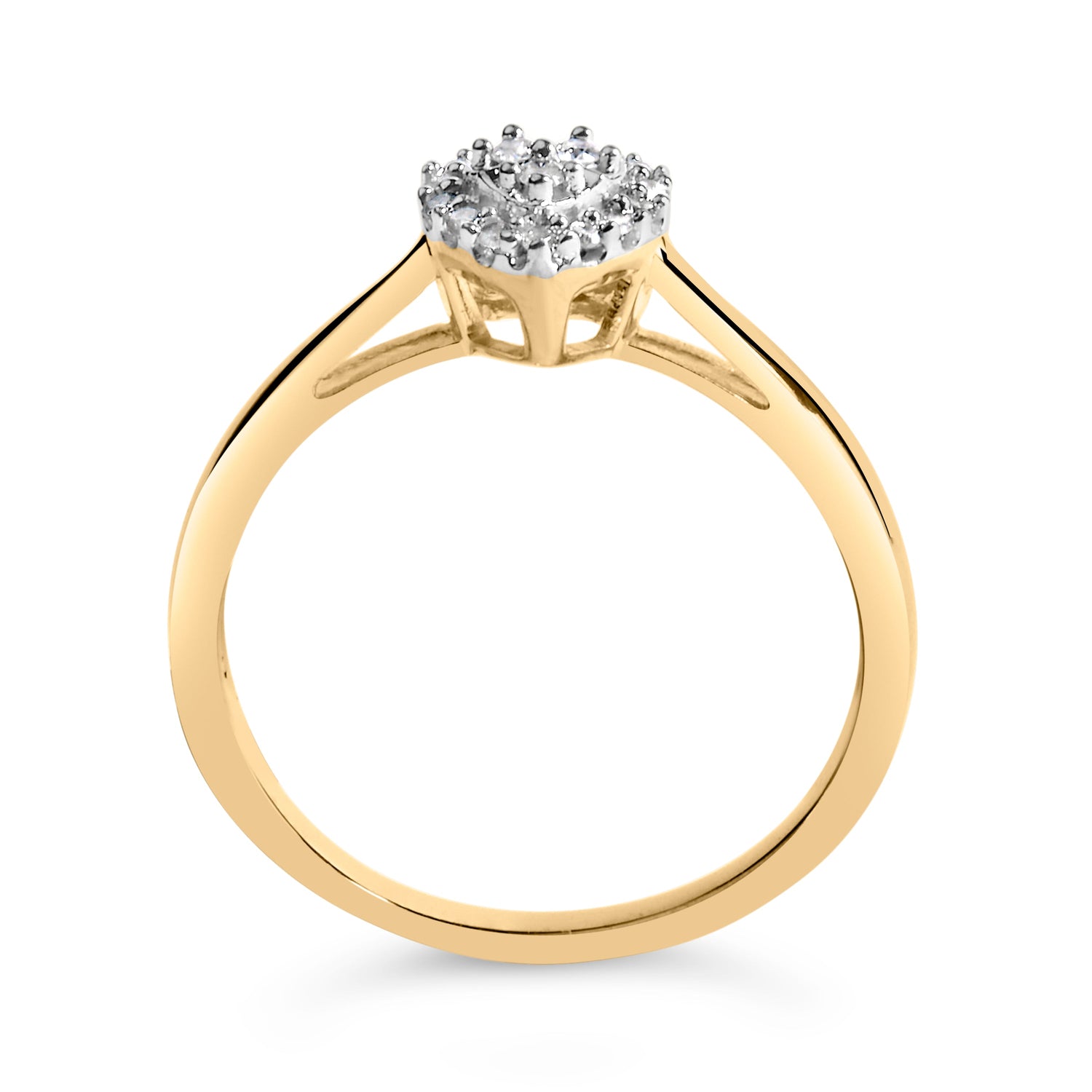 10K Yellow Gold 1/10 Cttw Diamond Heart and Halo Promise Ring by Bids.com