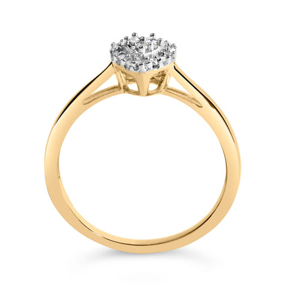 10K Yellow Gold 1/10 Cttw Diamond Heart and Halo Promise Ring by Bids.com