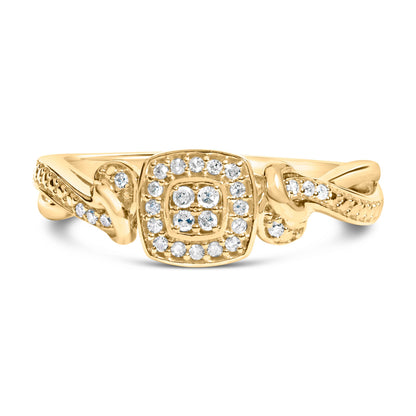 14K Yellow Gold Plated .925 Sterling Silver 1/10 Cttw Round-Cut Diamond Composite Halo Engagement Ring (I-J Color, I3 Clarity)- Size 7  DestGlow
