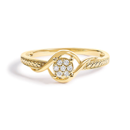 10K Yellow Gold Diamond Cluster Twisted Promise Ring  DestGlow