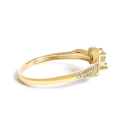 10K Yellow Gold Diamond Cluster Twisted Promise Ring  DestGlow