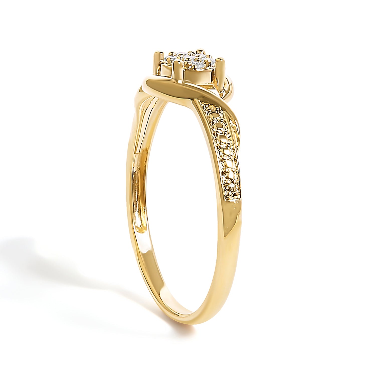 10K Yellow Gold Diamond Cluster Twisted Promise Ring  DestGlow