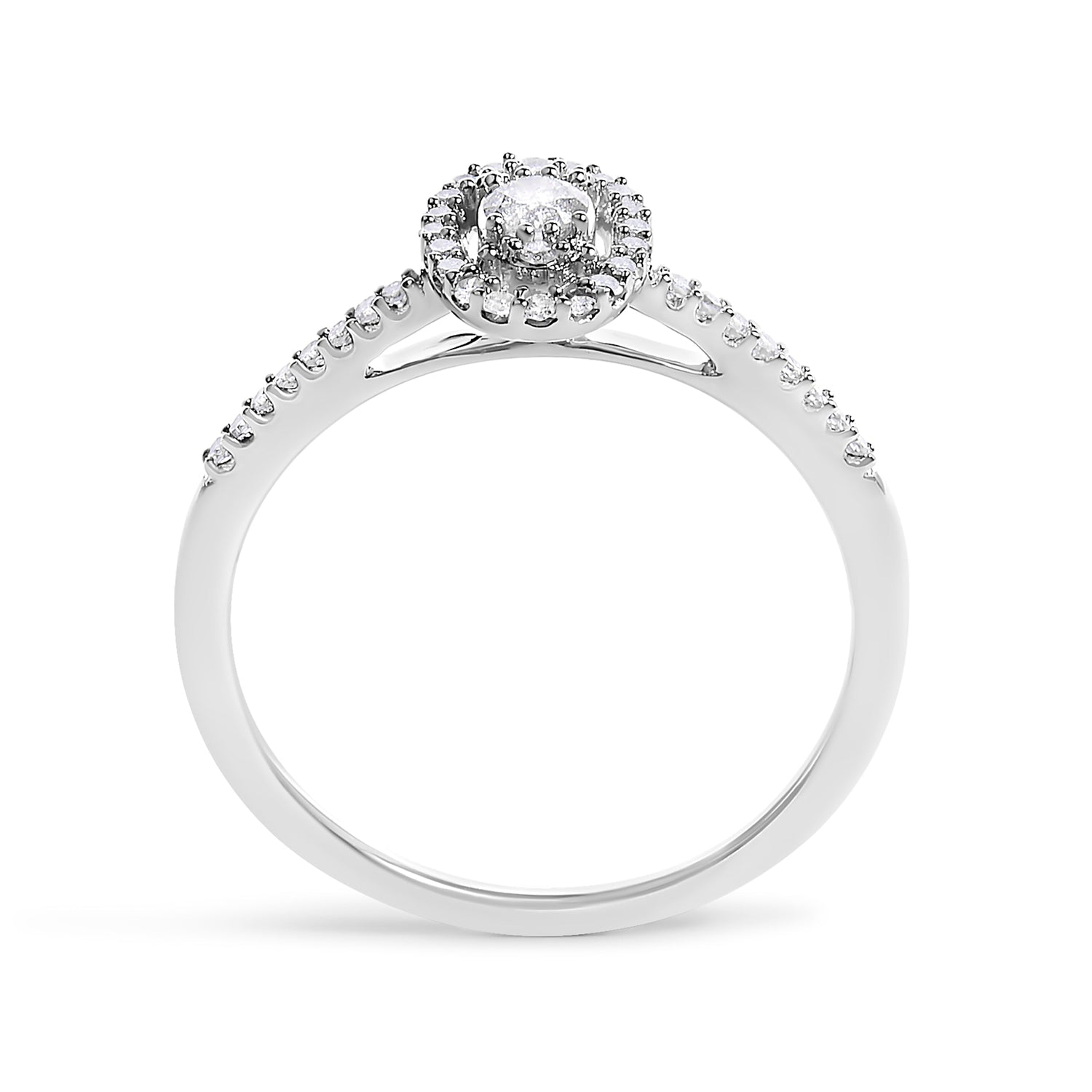 14K White Gold 1/5 Cttw Diamond Oval Shape With Halo Engagement Ring (H-I Color, I1-I2 Clarity) - Size 7 by Bids.com