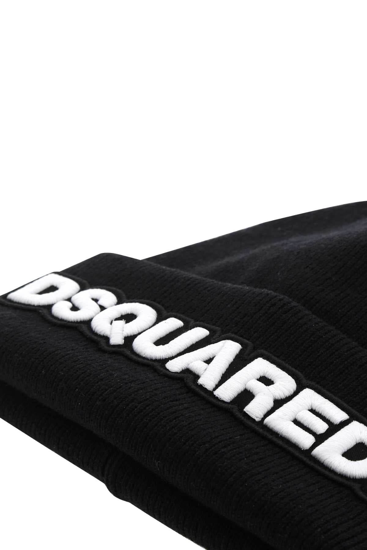 Dsquared Men Black Wool Beanie Hat by Luosophy
