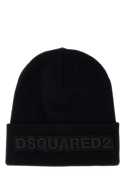 Dsquared Men Black Wool Beanie Hat by Luosophy