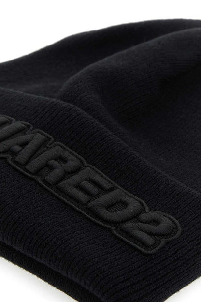 Dsquared Men Black Wool Beanie Hat by Luosophy