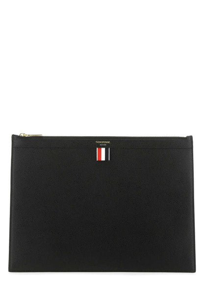Thom Browne Men Black Leather Document Case by Luosophy