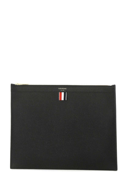 Thom Browne Men Black Leather Document Case by Luosophy