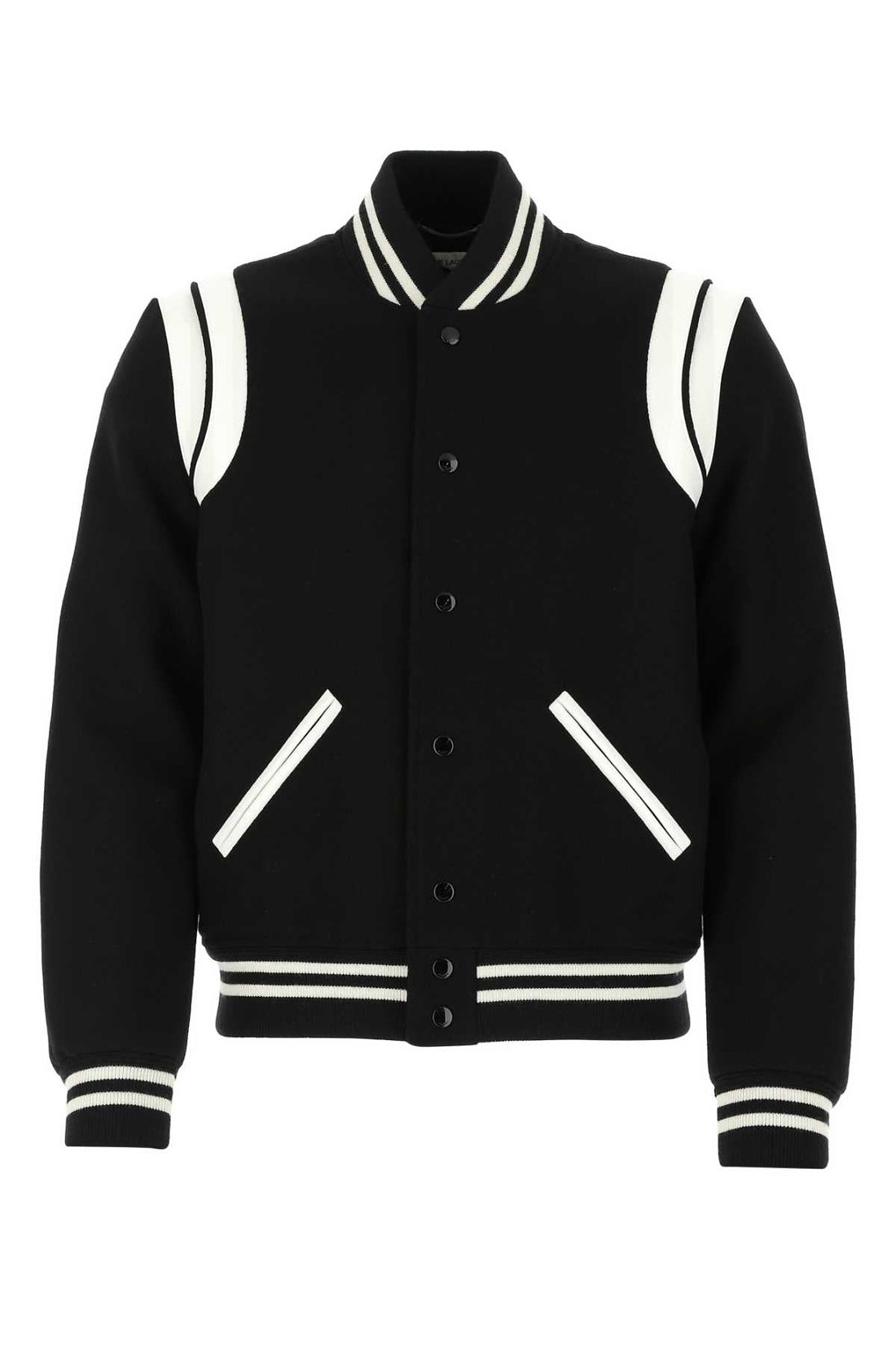 Saint Laurent Men Black Wool Blend Bomber Jacket by Luosophy