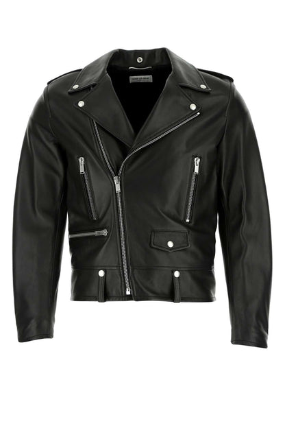 Saint Laurent Men Black Leather Jacket