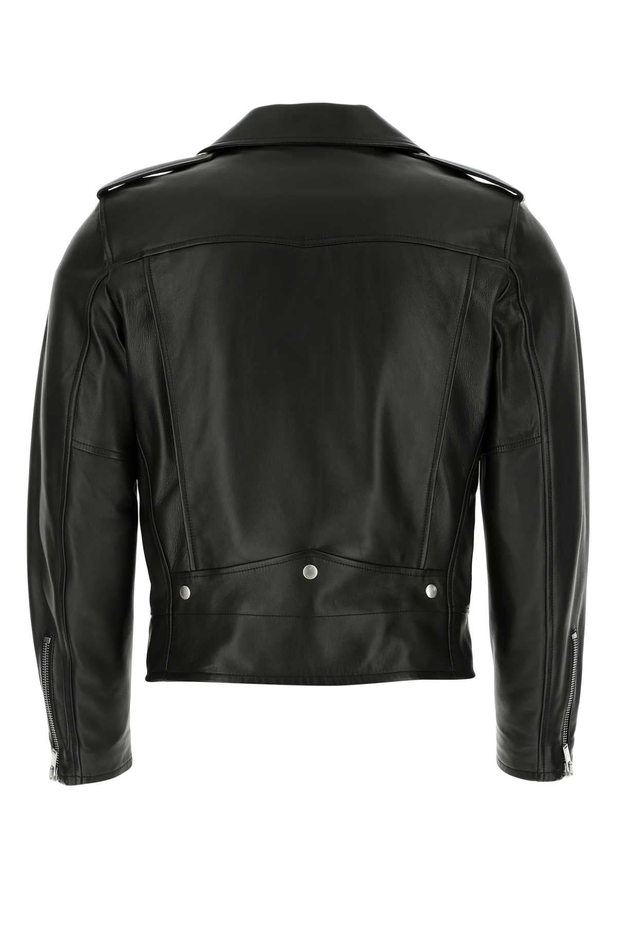 Saint Laurent Men Black Leather Jacket by Luosophy