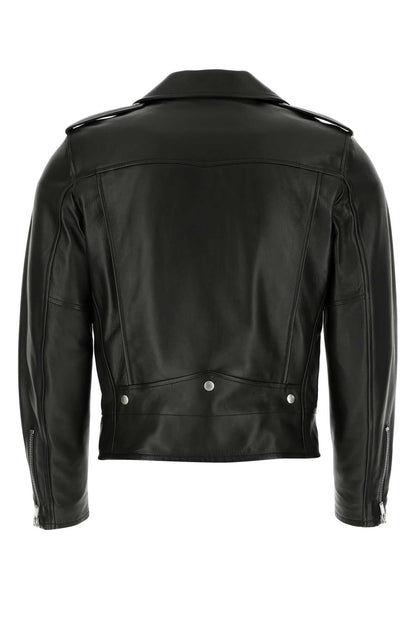 Saint Laurent Men Black Leather Jacket by Luosophy