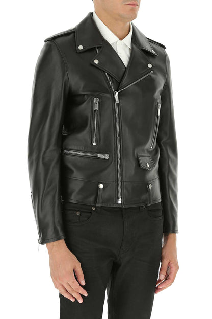 Saint Laurent Men Black Leather Jacket by Luosophy