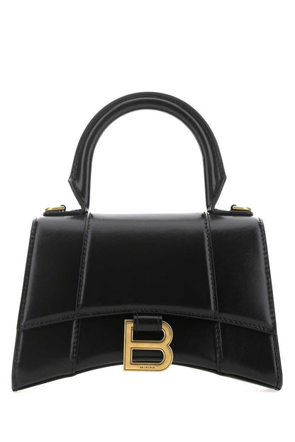 Balenciaga Women Black Leather Xs Hourglass Handbag by Luosophy