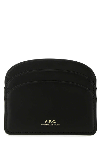 A.P.C. Women Black Leather Card Holder by Luosophy