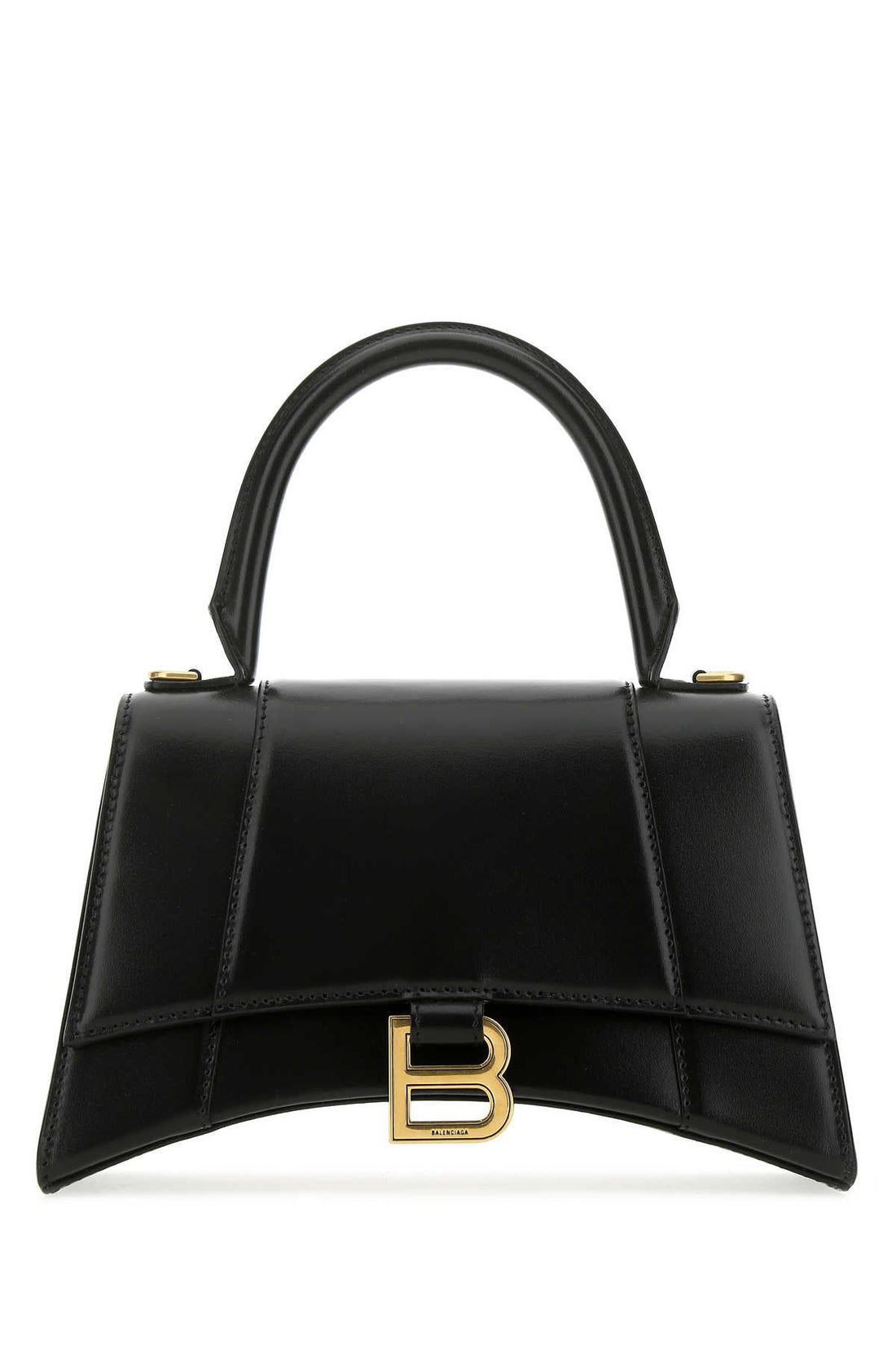 Balenciaga Women Black Leather Small Hourglass Handbag by Luosophy
