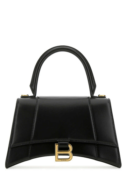 Balenciaga Women Black Leather Small Hourglass Handbag by Luosophy