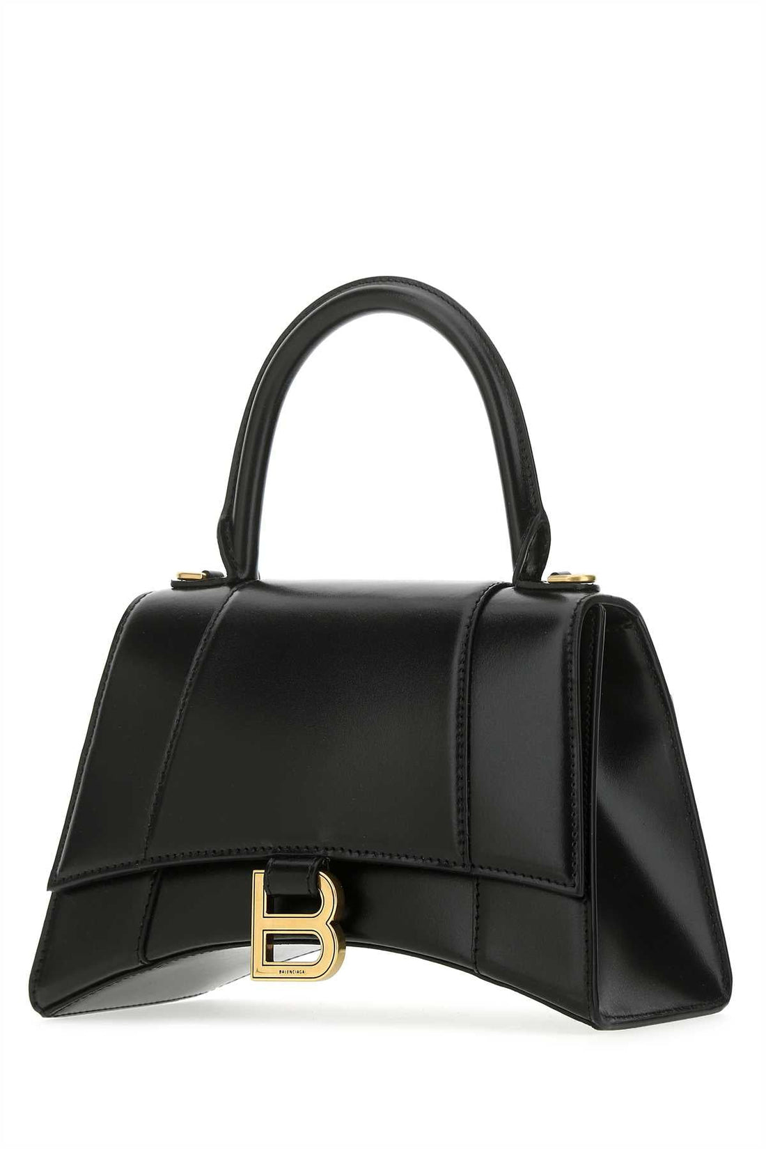 Balenciaga Women Black Leather Small Hourglass Handbag by Luosophy
