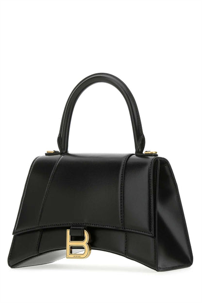 Balenciaga Women Black Leather Small Hourglass Handbag by Luosophy