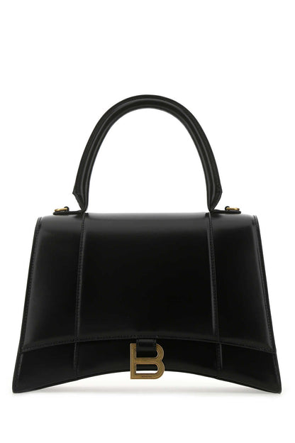 Balenciaga Women Black Leather Medium Hourglass Handbag by Luosophy
