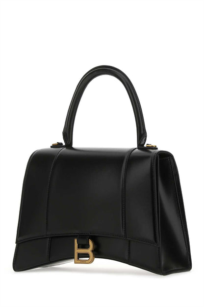 Balenciaga Women Black Leather Medium Hourglass Handbag by Luosophy