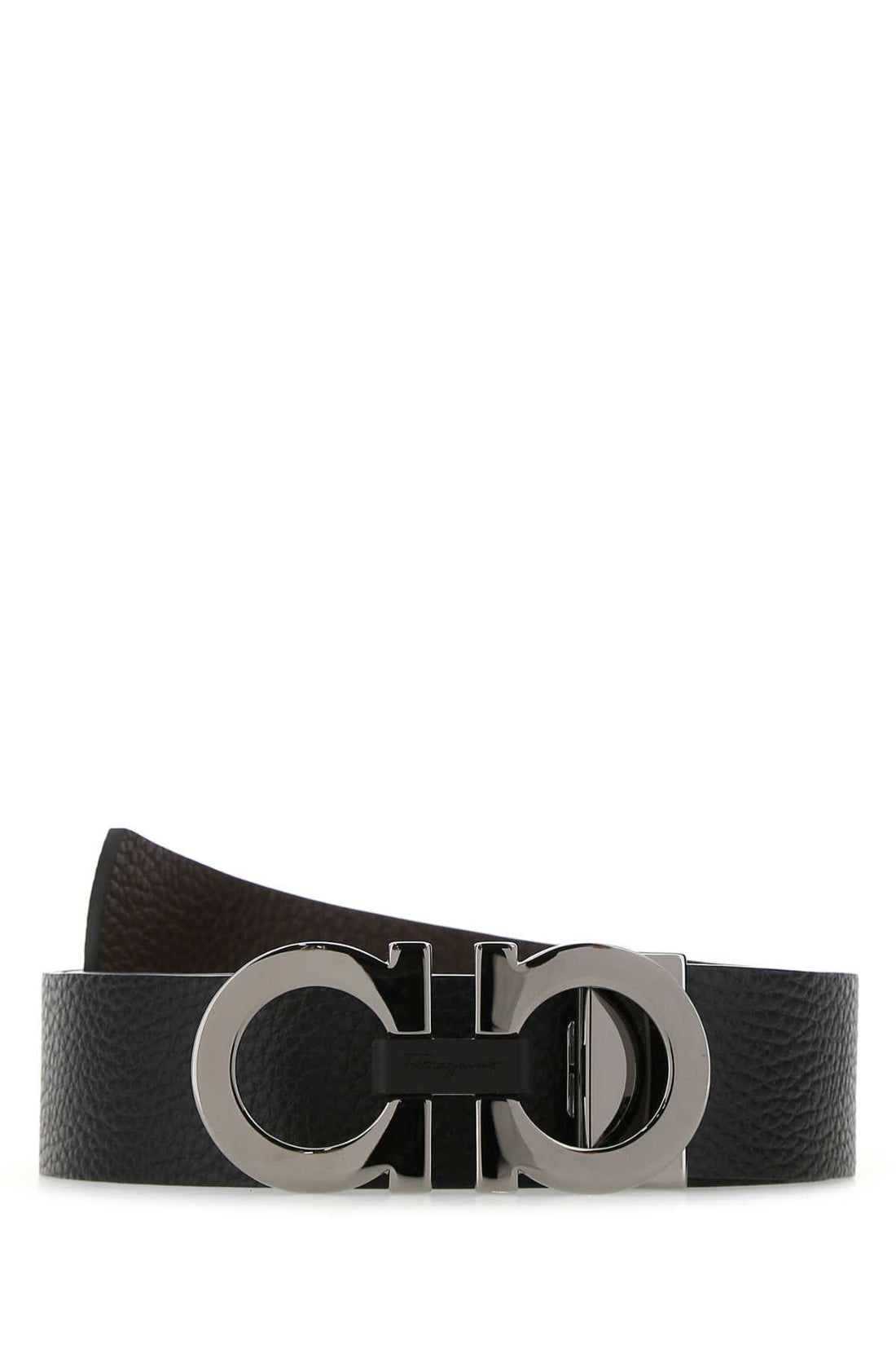 Salvatore Ferragamo Men Black Leather Reversible Belt by Luosophy
