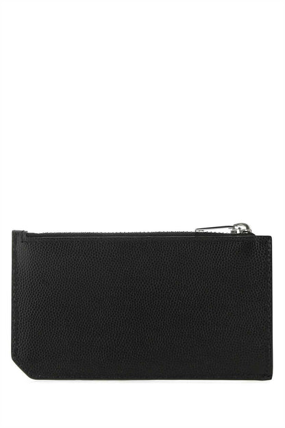 Saint Laurent Men Black Leather Card Holder by Luosophy