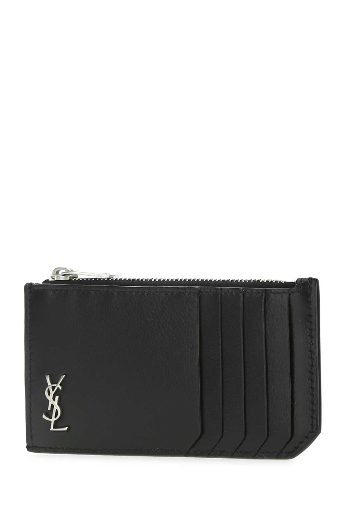 Saint Laurent Men Black Leather Card Holder by Luosophy