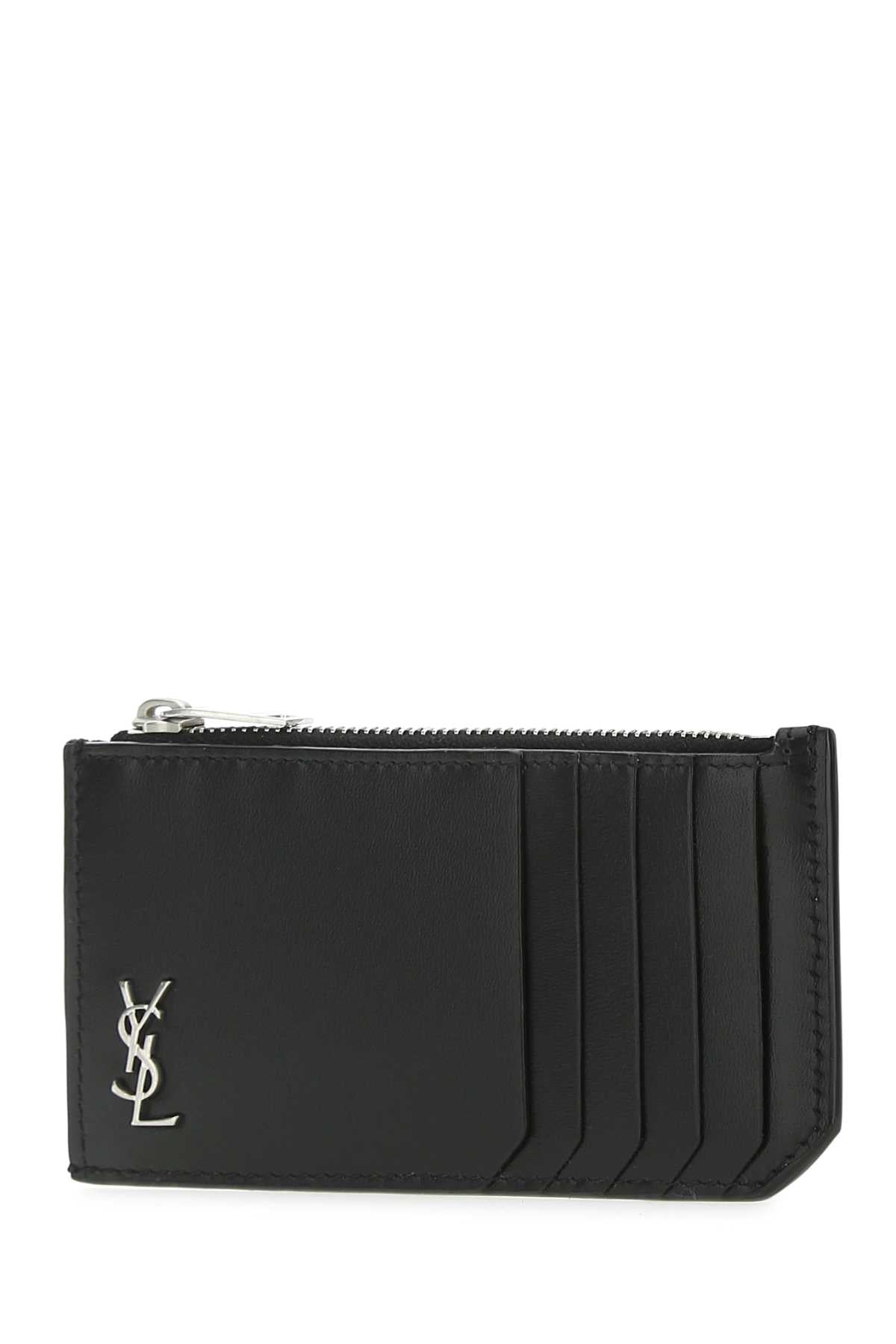Saint Laurent Men Black Leather Card Holder by Luosophy