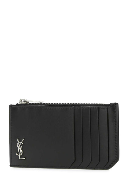 Saint Laurent Men Black Leather Card Holder by Luosophy