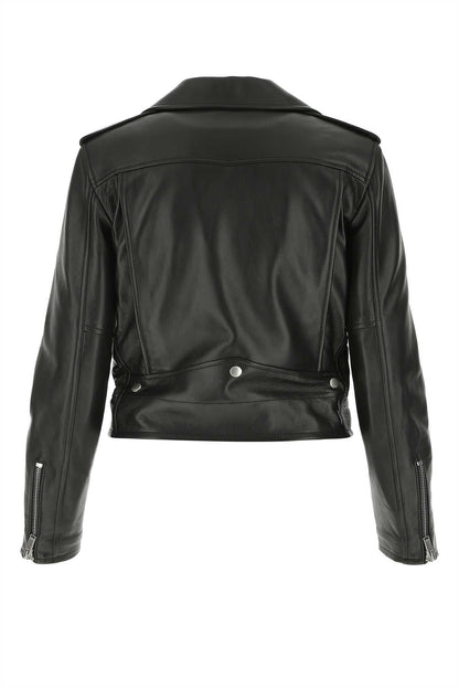 Saint Laurent Women Black Nappa Leather Jacket