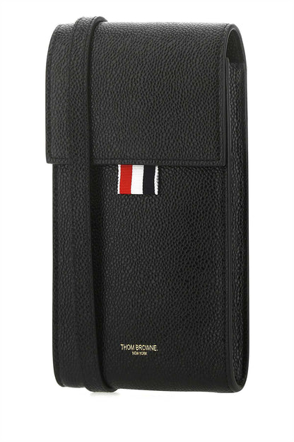 Thom Browne Men Black Leather Phone Holder by Luosophy
