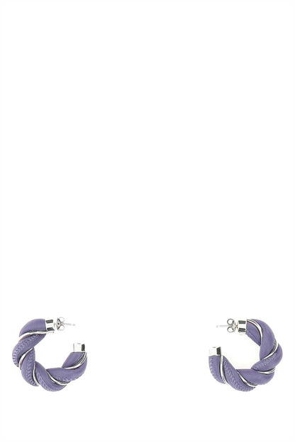 Bottega Veneta Women Lilac Nappa Leather And 925 Silver Earrings by Luosophy