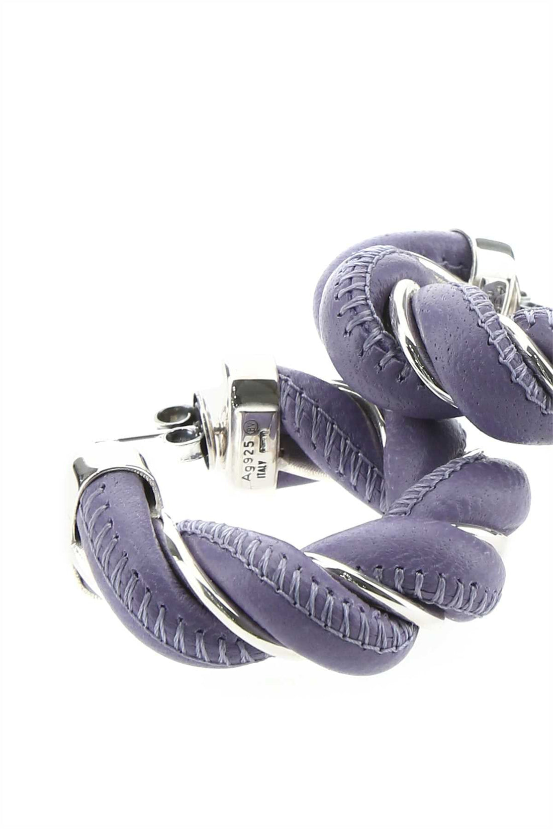 Bottega Veneta Women Lilac Nappa Leather And 925 Silver Earrings by Luosophy