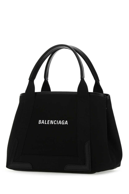 Balenciaga Women Black Canvas Small Cabas Navy Handbag by Luosophy