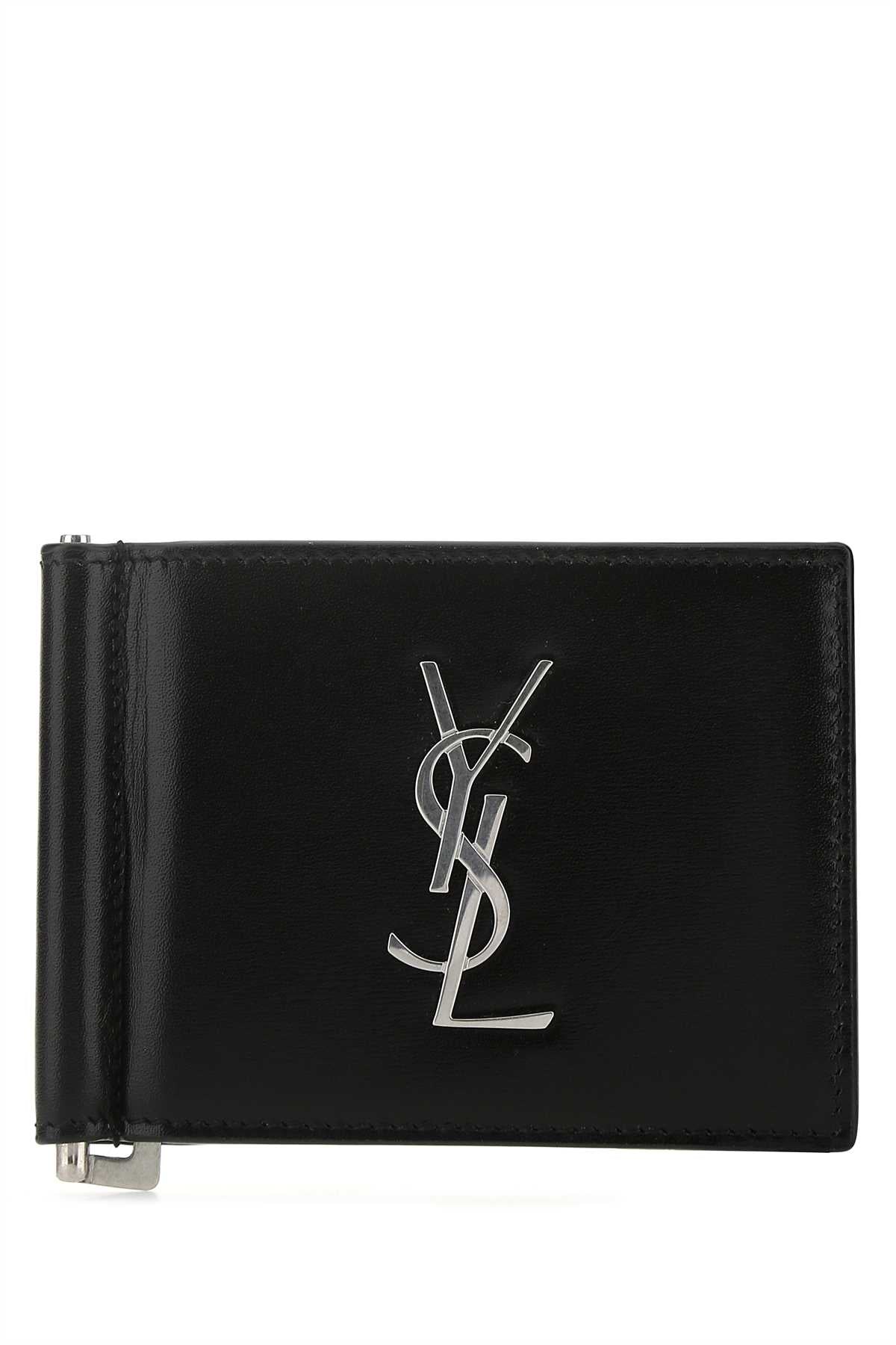 Saint Laurent Men Black Leather Card Holder by Luosophy