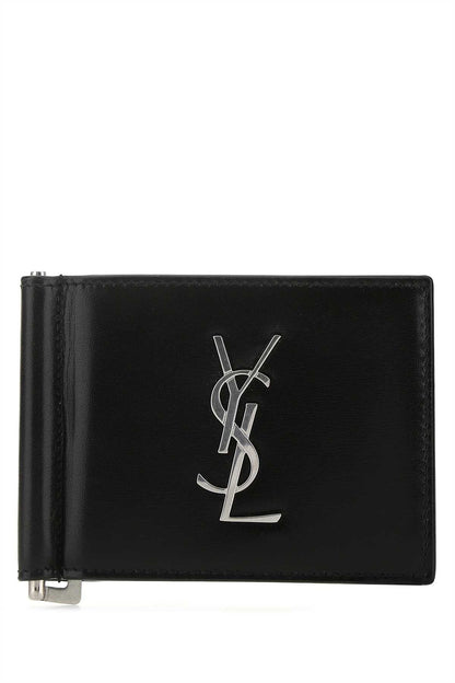 Saint Laurent Men Black Leather Card Holder by Luosophy