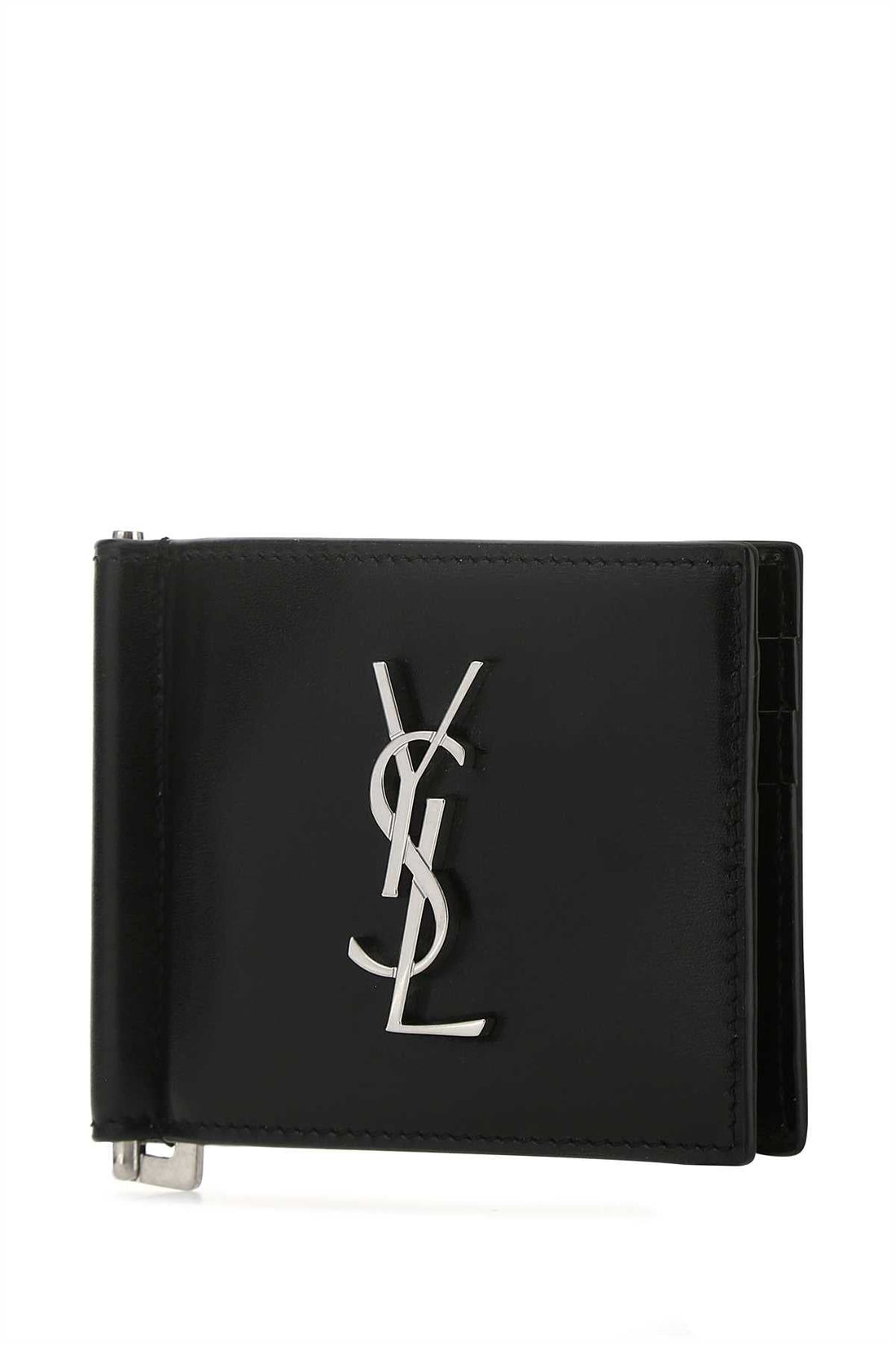 Saint Laurent Men Black Leather Card Holder by Luosophy