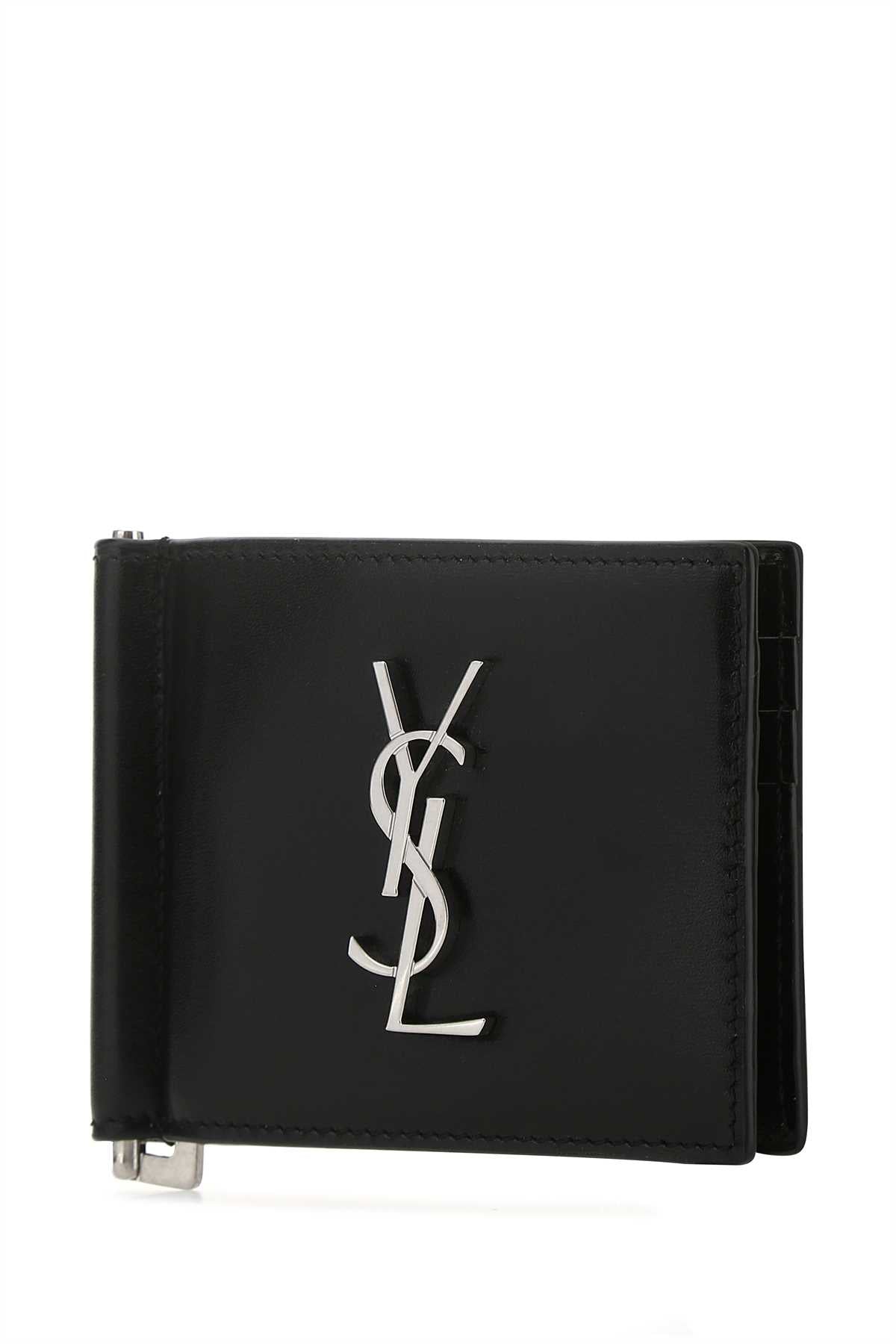 Saint Laurent Men Black Leather Card Holder by Luosophy