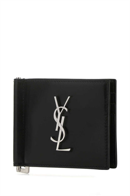 Saint Laurent Men Black Leather Card Holder by Luosophy