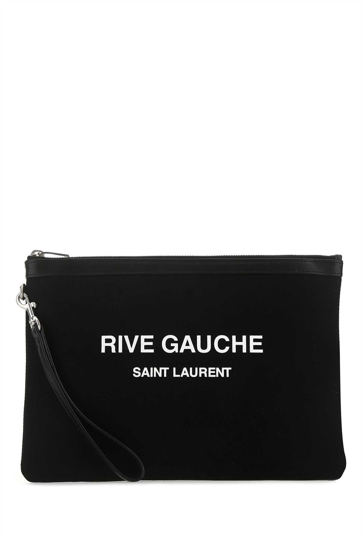 Saint Laurent Men Black Canvas Rive Gauche Clutch by Luosophy