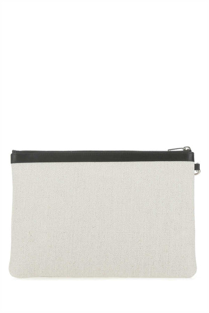 Saint Laurent Men Sand Canvas Rive Gauche Clutch by Luosophy