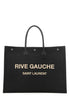 Saint Laurent Men Black Rafia And Canvas Rive Gauche Shopping Bag by Luosophy