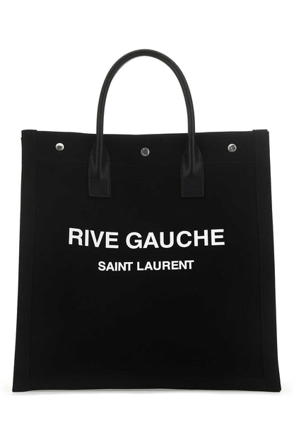 Saint Laurent Men Black Canvas Rive Gauche Shopping Bag by Luosophy